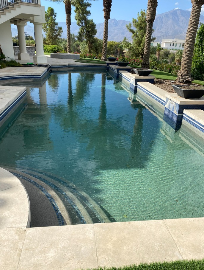 Before Madison Club pool with curved entry steps