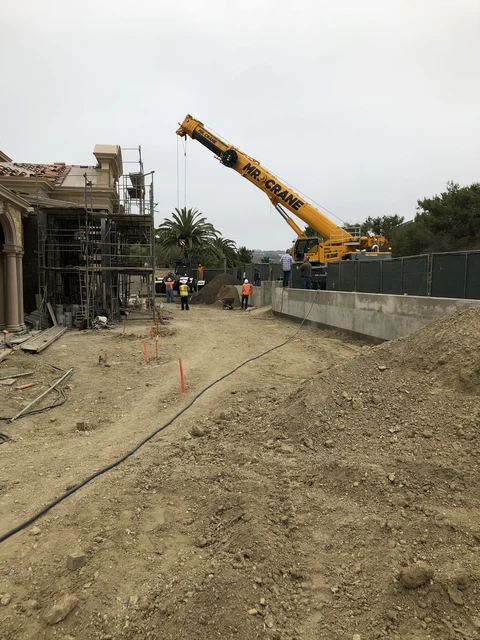 Crane access during major estate exterior construction