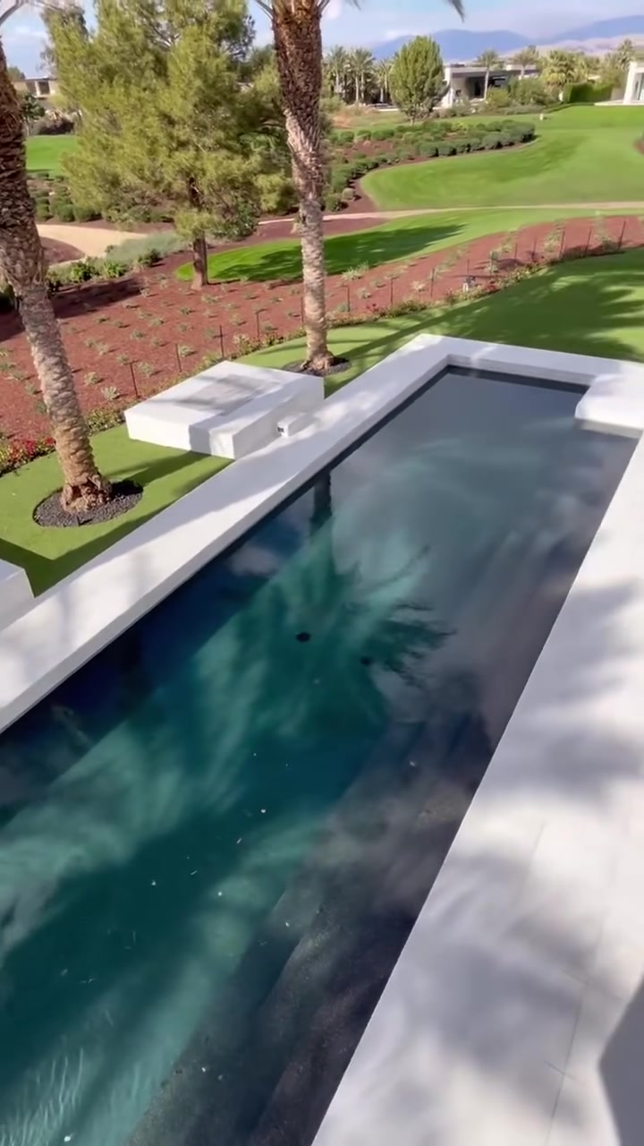 Finished Madison Club rectangular pool and pale tile deck
