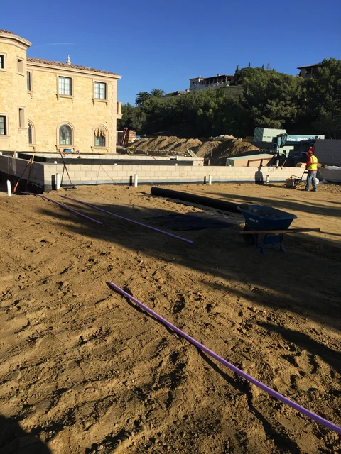 Graded estate site with utility lines and layout