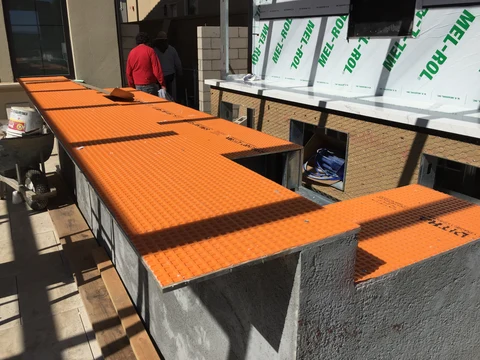 Outdoor kitchen counter substrate and membrane preparation