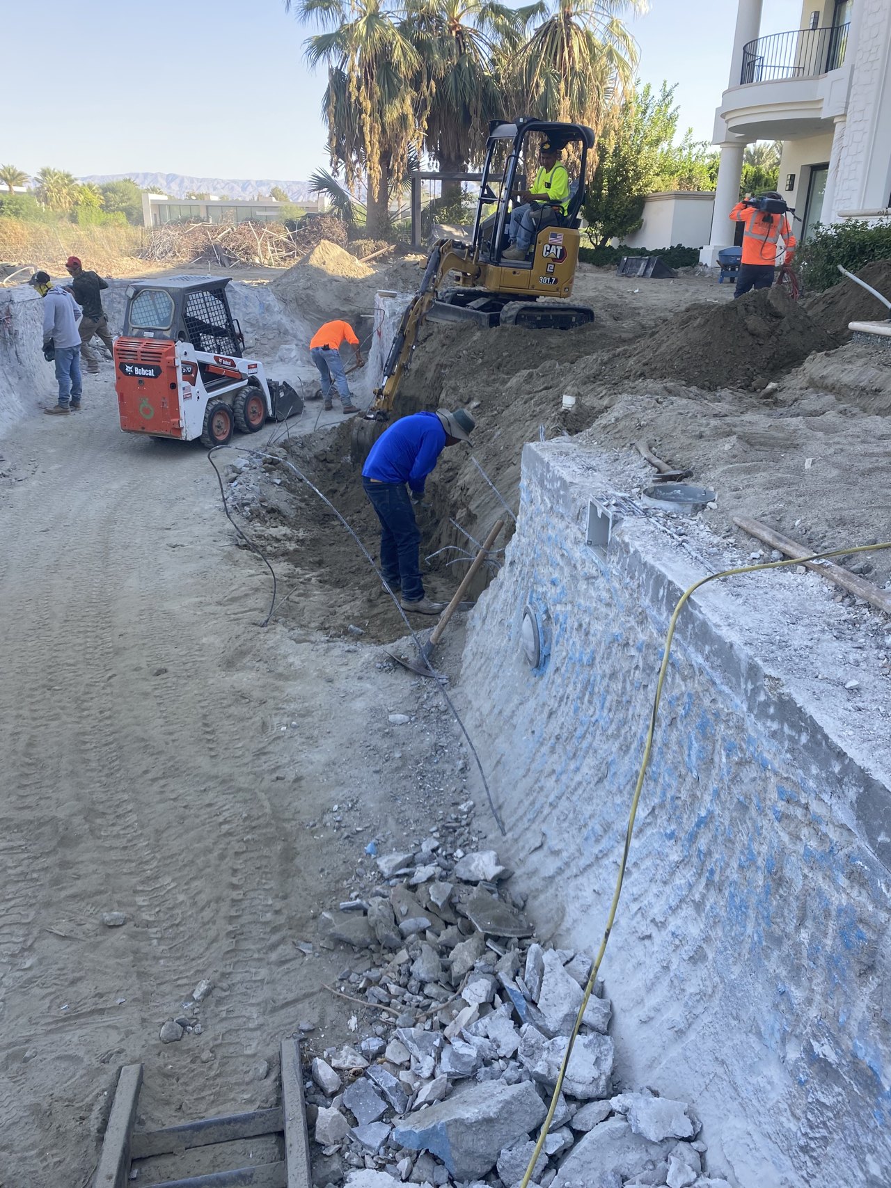 Selective pool demolition and adjacent yard grading