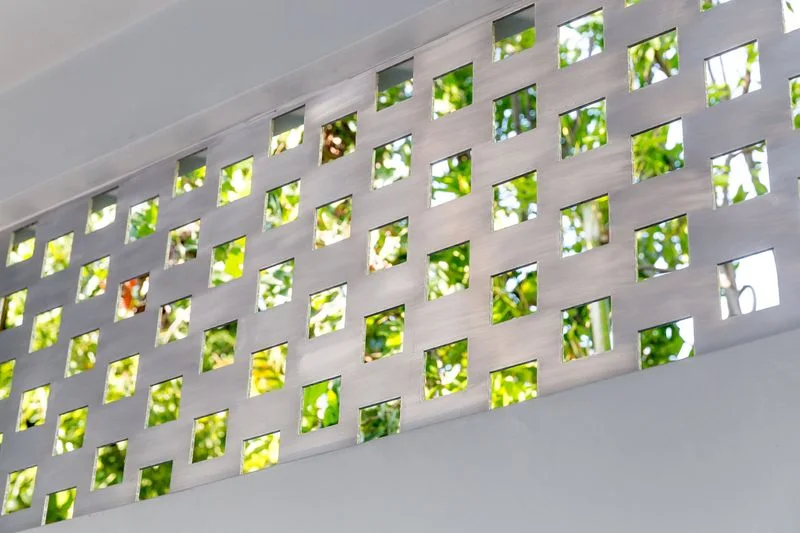 White perforated garden screen wall
